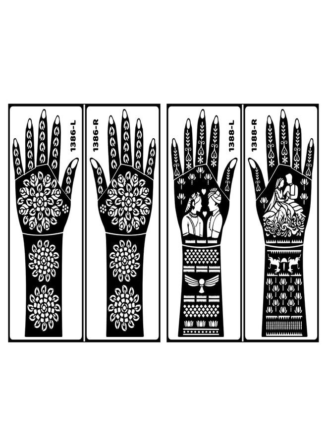 ORDERSHOCK Full Hand Bridal Stencil Mehndi Sticker Combo with Flower Design Waterproof Templates Stencil Sticker - Image 1